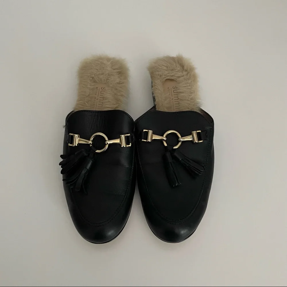 Summit White Mountain Abelle Black Faux Fur Leather Mules Women’s Size 6 - Picture 4 of 10